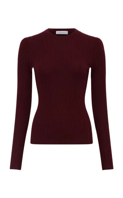 Gabriela Hearst Browning Ribbed Wool And Silk-blend Sweater In Burgundy