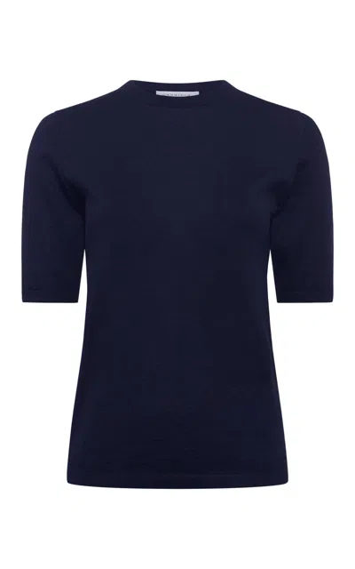 Gabriela Hearst Brunner Knit T-shirt In Dark Navy Cashmere Silk In Blue