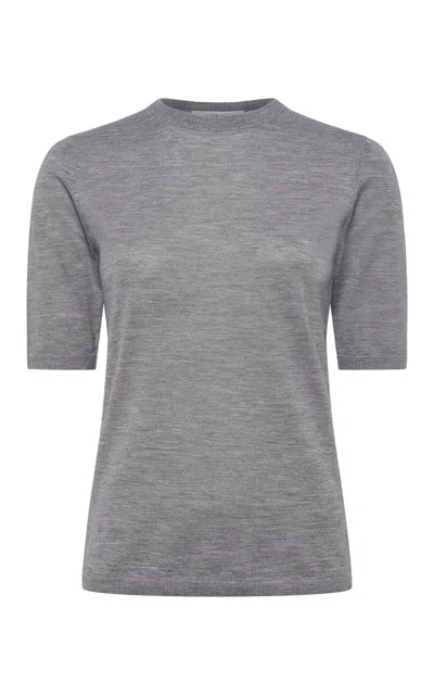 Gabriela Hearst Brunner Knit T-shirt In Heather Grey Cashmere Silk In Gray