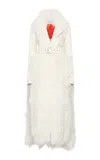 Gabriela Hearst Brymwylf Convertible Coat In White Textured Leather & Cashmere Shearling In White