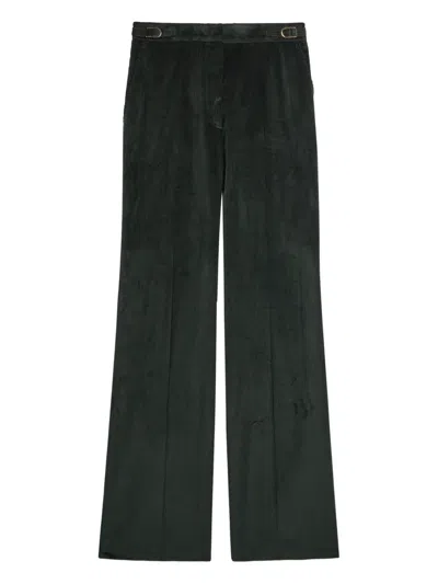 Gabriela Hearst Buckled Corduroy Straight Trousers In Green