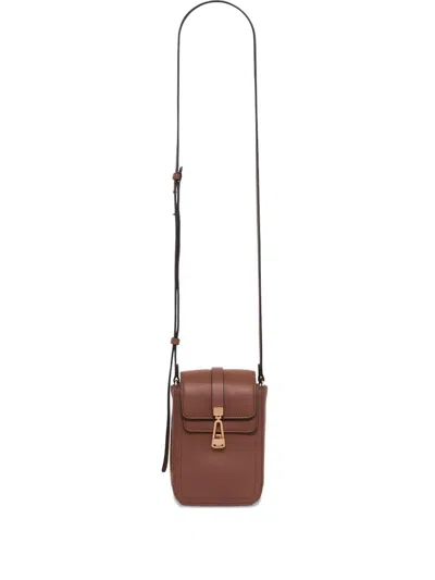 Gabriela Hearst Buckled Leather Phone Holder In Brown