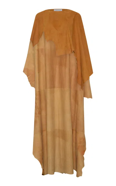Gabriela Hearst Calian Raw-hem Suede Cape In Brown