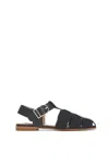Gabriela Hearst Calla Sandal In Black Leather Crochet In Black