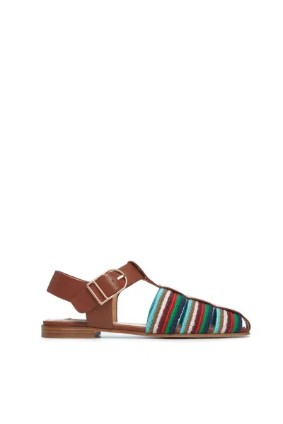 Gabriela Hearst Calla Sandal In Multicolor Leather Crochet