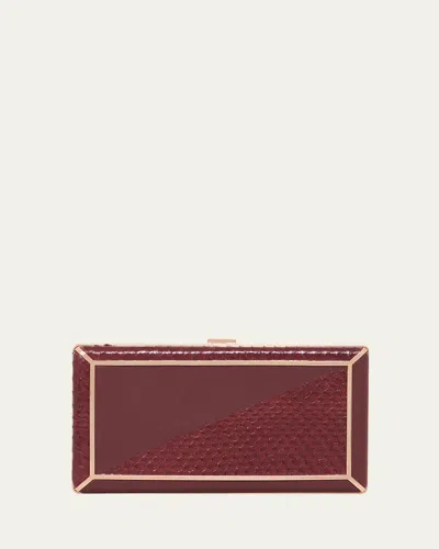 Gabriela Hearst Callas Leather & Snakeskin Clutch Bag In Burgundy