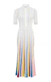 Gabriela Hearst Calypso Pinstripe Knit Midi Dress In Ivory Multi Merino Wool