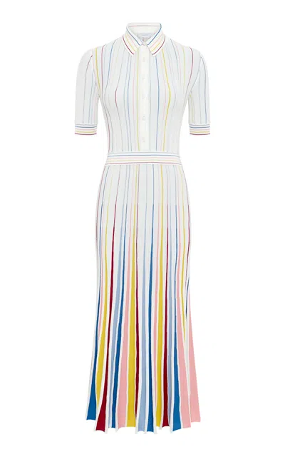 Gabriela Hearst Calypso Pinstripe Knit Midi Dress In Ivory Multi Merino Wool