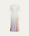 Gabriela Hearst Calypso Pinstripe Knit Midi Dress In Ivory Multi Merino Wool In Ivory Multi