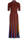 Gabriela Hearst Calypso Pinstripe Knit Midi Dress Burnt Sienna Merino Wool In Brown