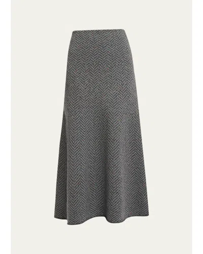 Gabriela Hearst Camden Cashmere Speckled Herringbone Maxi Skirt In Charcoal Multi
