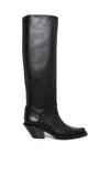 Gabriela Hearst Camero Knee-high Cowboy Boot In Black Leather In Black