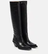 Gabriela Hearst Camero Knee-high Cowboy Boot In Black Leather In Black