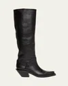 Gabriela Hearst Camero Knee-high Cowboy Boot In Black Leather In Black