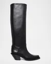 Gabriela Hearst Camero Knee-high Cowboy Boot In Black Leather In Black