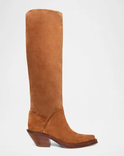 Gabriela Hearst Camero Suede Knee-high Boots In Cognac
