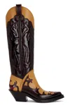 Gabriela Hearst Capitana Two-tone Glossed And Smooth-leather Knee Boots In Light Brown & Red