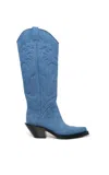 Gabriela Hearst Capitana Cowboy Boot In Light Blue Recycled Cotton Linen In Light Blue Denim