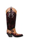 Gabriela Hearst Capitana Two-tone Glossed And Smooth-leather Knee Boots In Light Brown/red