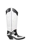 Gabriela Hearst Capitana Two-tone Glossed And Smooth-leather Knee Boots In White/black