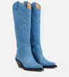 Gabriela Hearst Capitana Cowboy Boot In Light Blue Recycled Cotton Linen In Blau