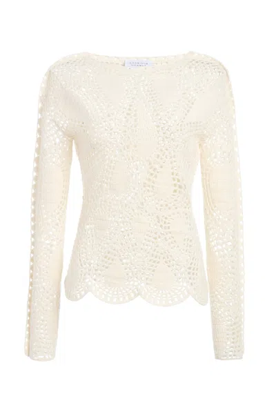 Gabriela Hearst Capps Crochet Top In Ivory Wool Cashmere