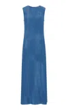 Gabriela Hearst Carling Maxi Dress In Sky Plisse Silk In Ivory