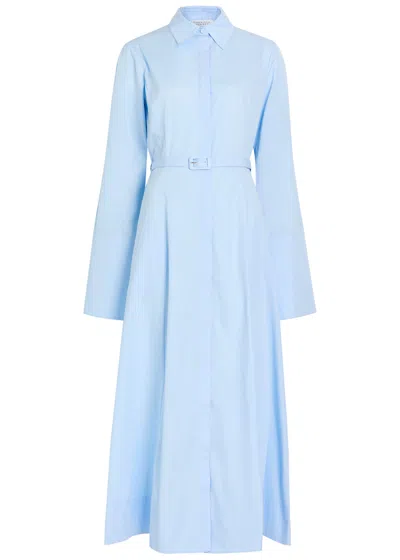Gabriela Hearst Carmina Belted Cotton-poplin Maxi Shirt Dress In Blue