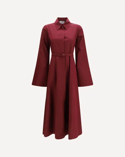 Gabriela Hearst Carmina Belted Midi Dress In Burgundy