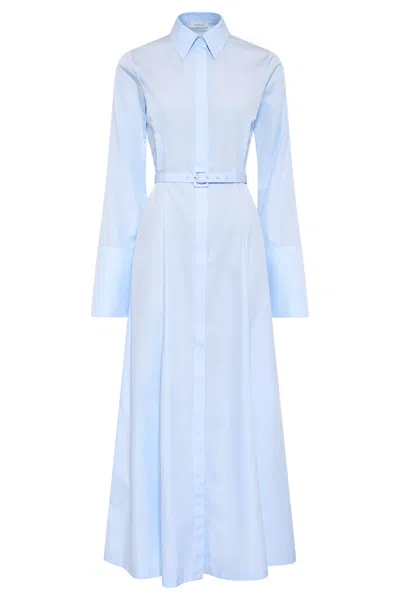 Gabriela Hearst Carmina Maxi Shirtdress In Light Blue Sea Island Cotton