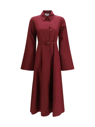 Gabriela Hearst Carmina Belted Midi Dress In Burgundy