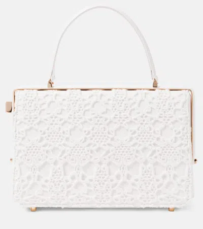 Gabriela Hearst Carrington Leather And Lace Tote Bag In White