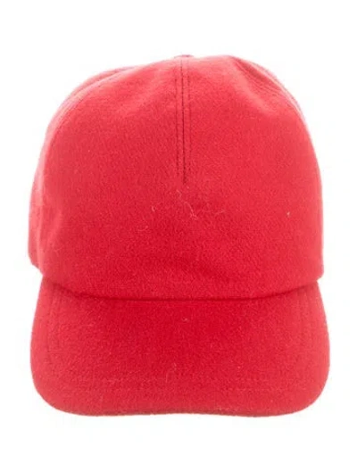 Pre-owned Gabriela Hearst Cashmere Baseball Hat In Red