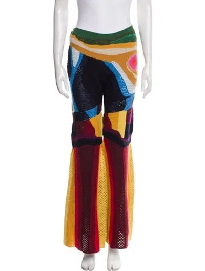 Pre-owned Gabriela Hearst Cashmere Colorblock Pattern Sweatpants W/ Tags In Blue