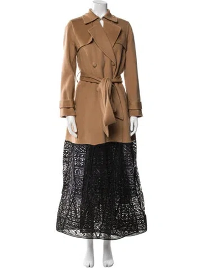 Pre-owned Gabriela Hearst Cashmere Colorblock Pattern Trench Coat W/ Tags In Brown