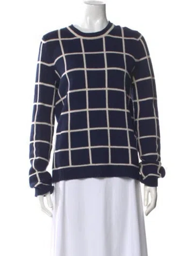 Pre-owned Gabriela Hearst Cashmere Plaid Print Sweater In Blue