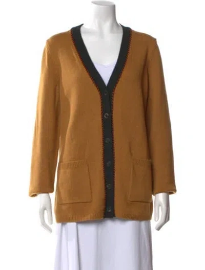 Pre-owned Gabriela Hearst Cashmere Plunge Neckline Sweater In Orange