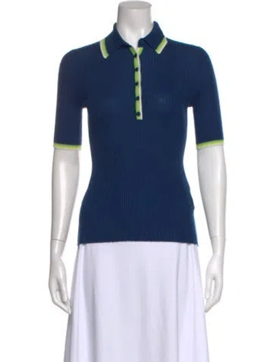 Pre-owned Gabriela Hearst Cashmere Short Sleeve Polo In Blue