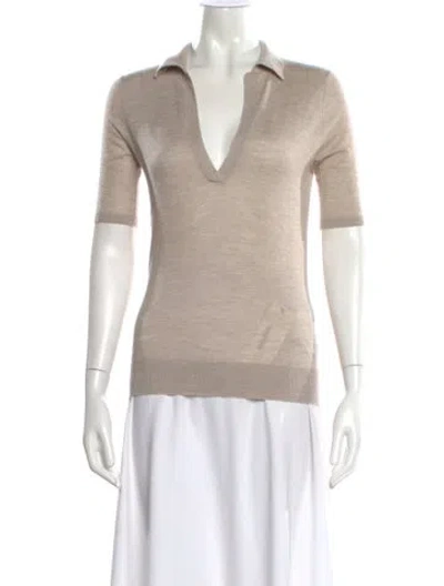 Pre-owned Gabriela Hearst Cashmere Short Sleeve Polo In Neutral