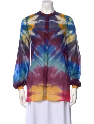 Pre-owned Gabriela Hearst Cashmere Tie-dye Print Blouse In Burgundy