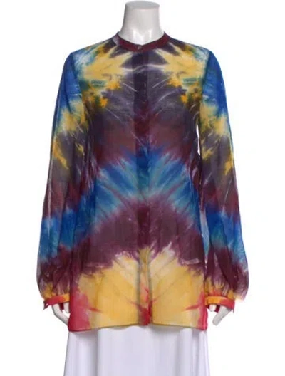 Pre-owned Gabriela Hearst Cashmere Tie-dye Print Blouse In Multi