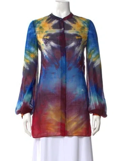 Pre-owned Gabriela Hearst Cashmere Tie-dye Print Tunic In Burgundy