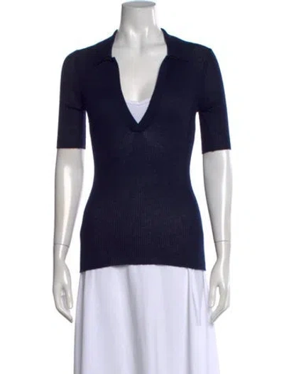 Pre-owned Gabriela Hearst Cashmere V-neck Polo In Blue