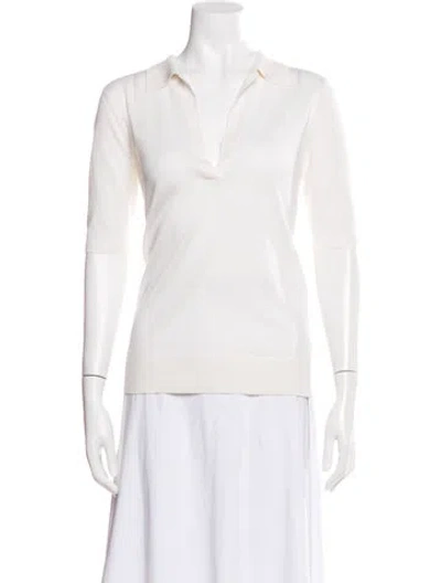 Pre-owned Gabriela Hearst Cashmere V-neck Polo In Neutral