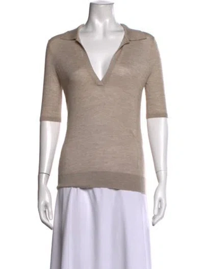Pre-owned Gabriela Hearst Cashmere V-neck Polo In Neutral