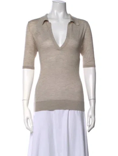 Pre-owned Gabriela Hearst Cashmere V-neck Polo In Neutrals
