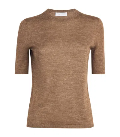 Gabriela Hearst Cashmere-silk Chryse Short-sleeve Sweater In Brown
