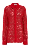 Gabriela Hearst Cassia Shirt In Scarlet Red Cashmere Lace In Red