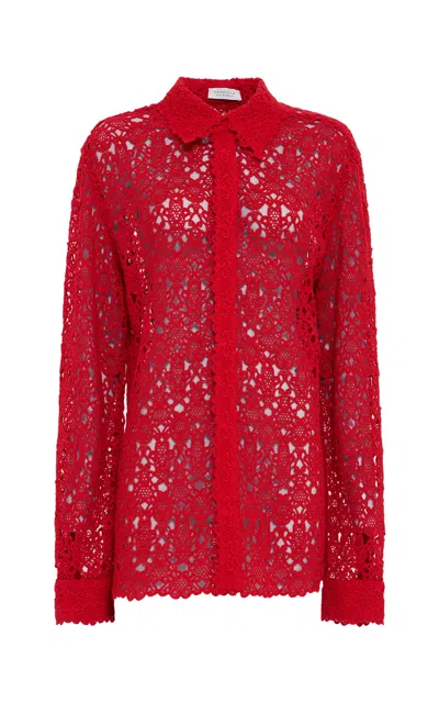 Gabriela Hearst Cassia Shirt In Scarlet Red Cashmere Lace