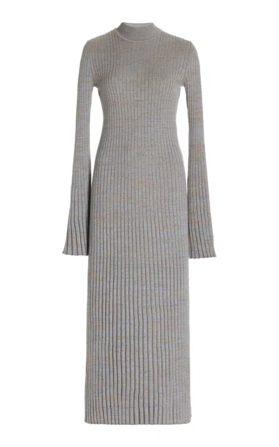 Gabriela Hearst Castor Dress In Aran Cashmere In Light Blue Melange